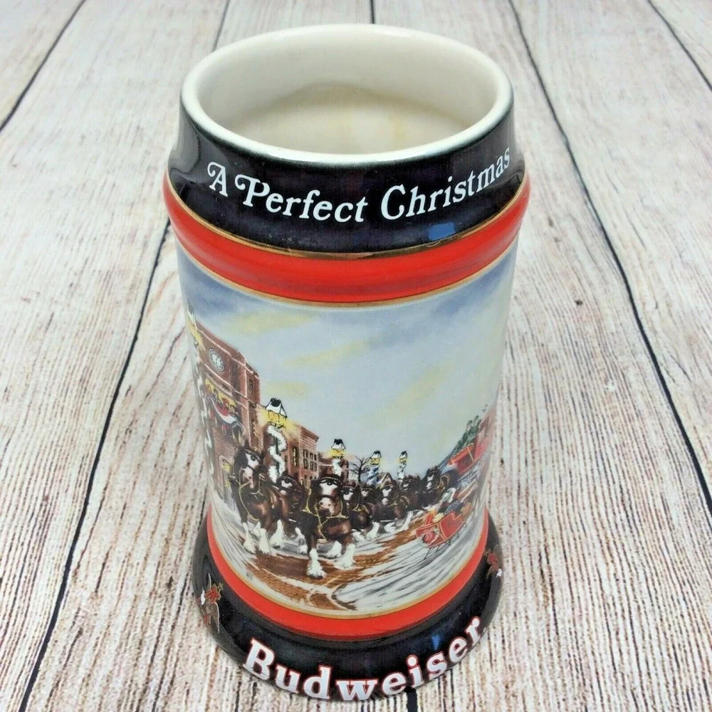 1992 Budweiser Holiday Beer Stein "A Perfect Christmas" Clydesdale Horses #12306 - Picture 4 of 9